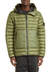 Stone Island Water Resistant Hooded Down Puffer Jacket in Olive at Nordstrom