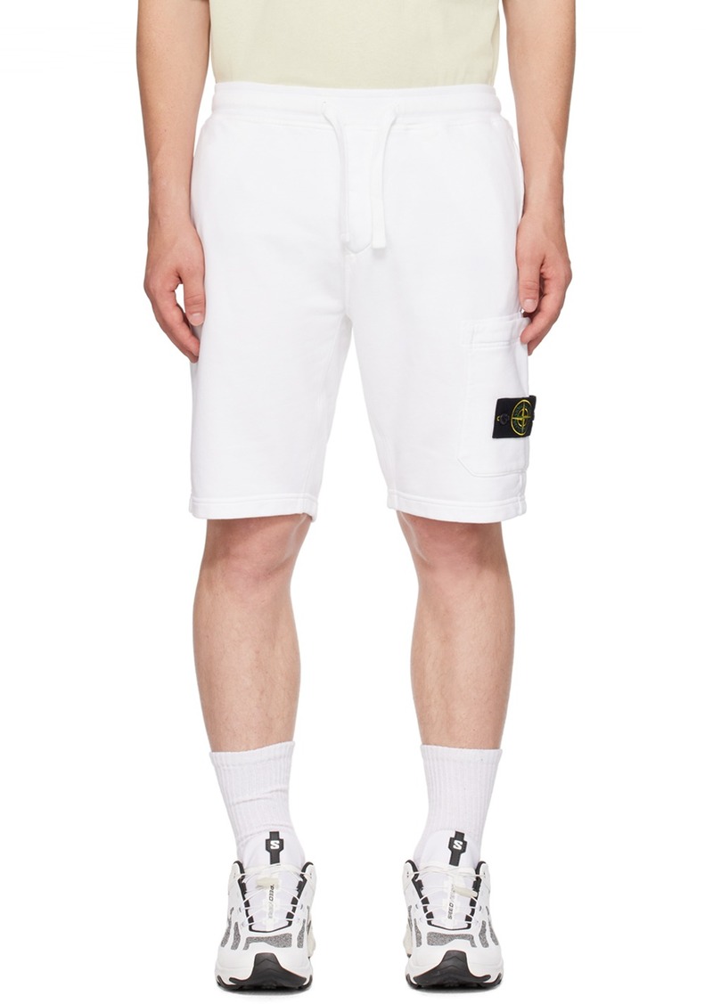 Stone Island White Garment-Dyed Shorts