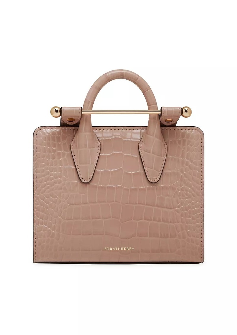 Strathberry Nano Croc-Embossed Leather Tote