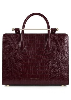 Strathberry Midi Croc Embossed Leather Tote in Burgundy at Nordstrom