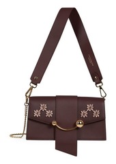 Strathberry Mini Crescent Floral Embellished Leather Shoulder Bag