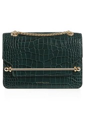 Strathberry Mini East/West Croc Embossed Leather Crossbody Bag in Bottle Green at Nordstrom