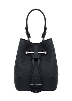 Strathberry Osette Cashmere & Leather Charcoal Black Crossbody