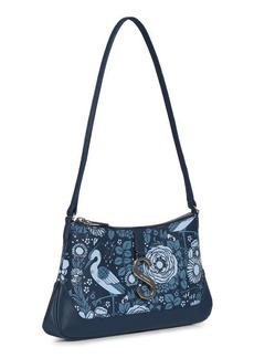 Strathberry S Loch Print Saffiano Leather Baguette Bag in Navy - Silver Hardware at Nordstrom