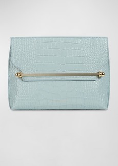 Strathberry Stylist Flap Croc-Embossed Clutch Bag