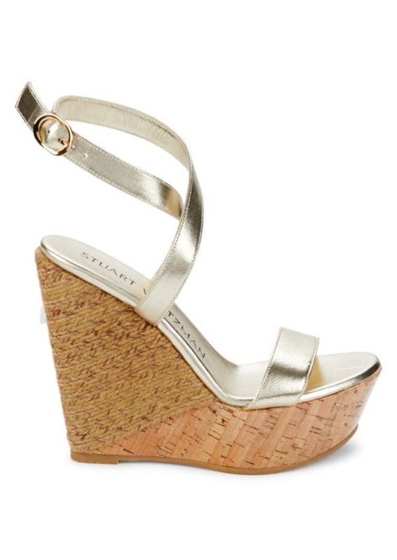 Stuart Weitzman 5050 Raffia Wedge Sandals