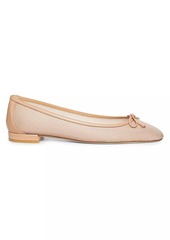 Stuart Weitzman Arabella Leather-Trimmed Mesh Ballet Flats