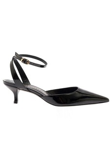 Stuart Weitzman 'Barelythere' Black Pumps with Ankle Strap in Patent Leather Woman
