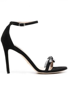 Black Suede Sandals with Crystal Bow detail Stuart Weitzman Woman