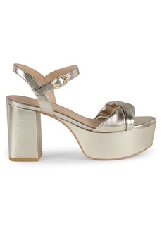 Stuart Weitzman Everly Metallic Leather Platform Sandals