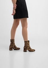 Stuart Weitzman Flareblock Leopard Print Leather Ankle Boots 