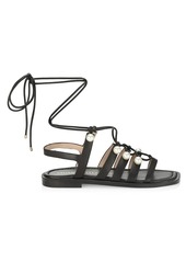 Stuart Weitzman Goldie Embellished Leather Gladiator Sandals