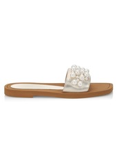 Stuart Weitzman Goldie Embellished Metallic Slide Sandals