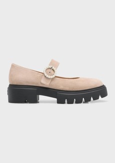 Stuart Weitzman Nolita Suede Pearly Mary Jane Loafers