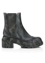 Stuart Weitzman Norah Lug-Sole Camo Leather Chelsea Boots
