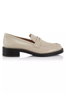 Stuart Weitzman Palmer 40MM Brushed Leather Stacked Heel Loafers