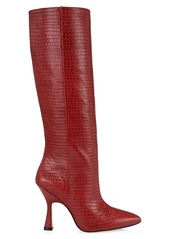 Stuart Weitzman Parton Crocodile-Embossed Leather Knee-High Boots