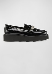 Stuart Weitzman Patent Pearly-Strap Platform Loafers