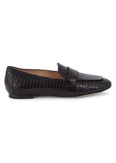 Stuart Weitzman Payson Croc-Embossed Leather Loafers