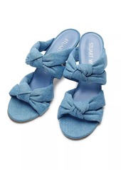 Stuart Weitzman Playa 85MM Knotted Denim Slides