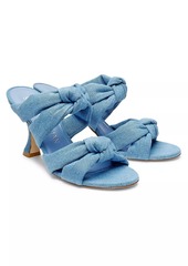 Stuart Weitzman Playa 85MM Knotted Denim Slides