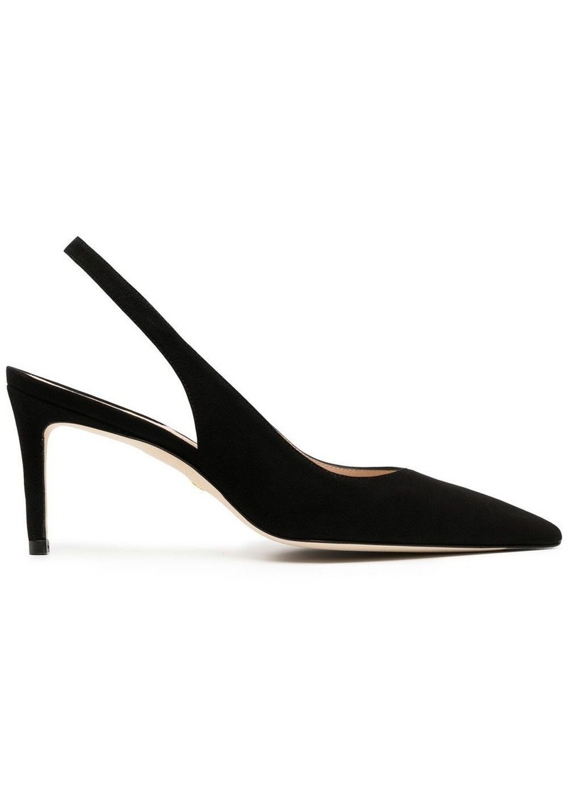 Stuart Weitzman pointed 75mm suede slingback pumps