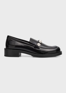 Stuart Weitzman Portia Leather Pearly Slip-On Loafers
