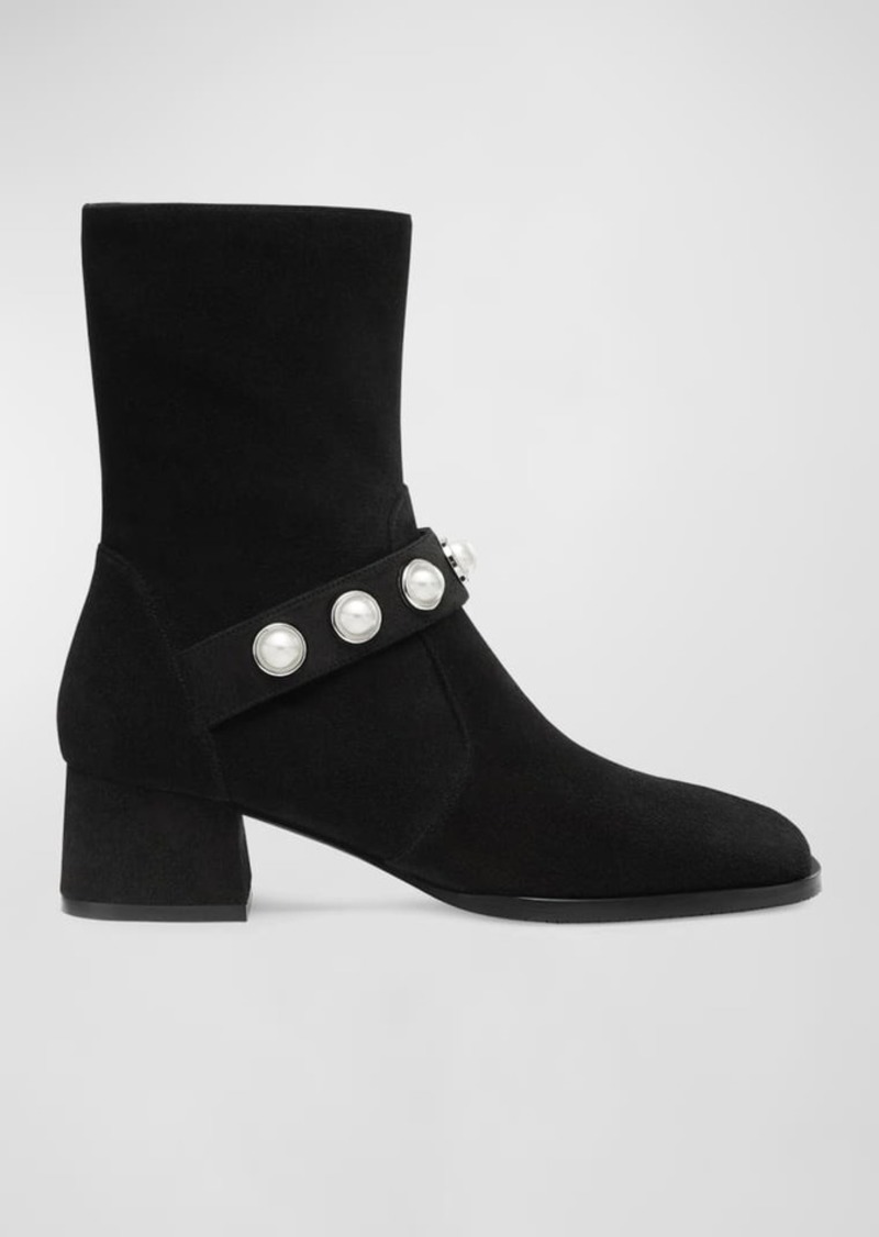 Stuart Weitzman Portia Suede Pearly Ankle Boots