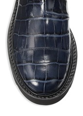 Stuart Weitzman Presley Lug-Sole Croc-Embossed Leather Chelsea Boots