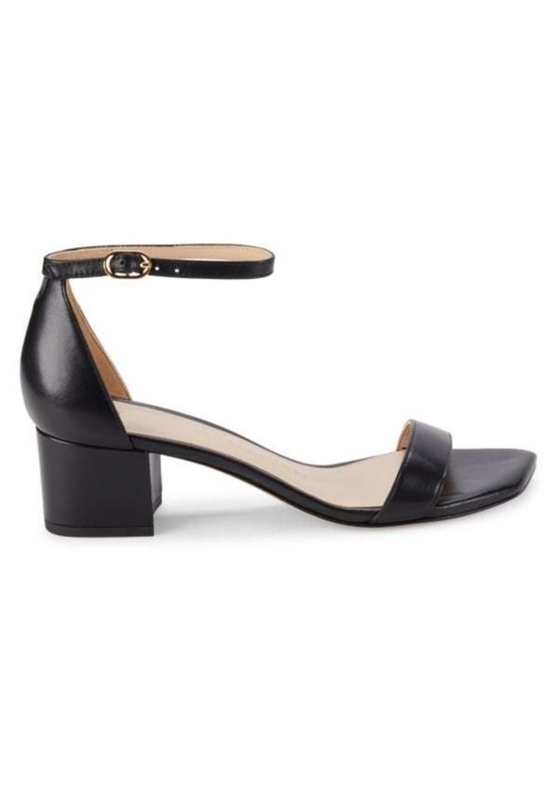 Stuart Weitzman Simple II Block Heel Leather Sandals