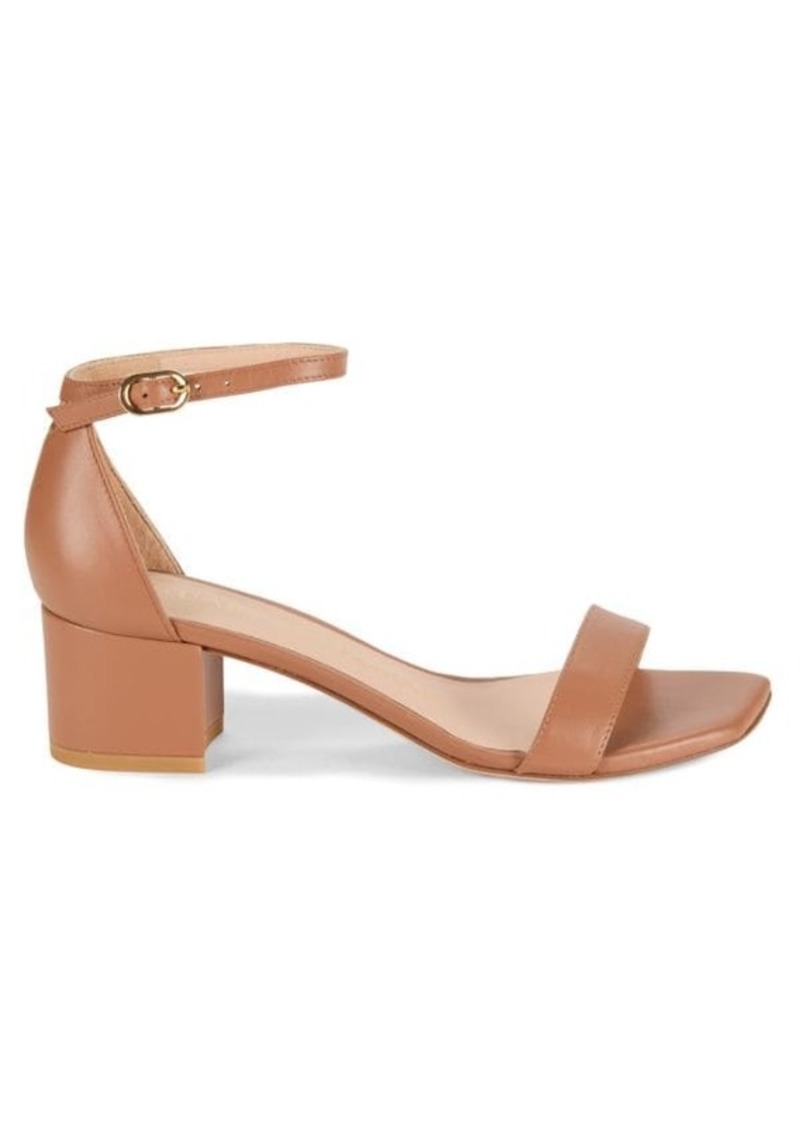 Stuart Weitzman Simple II Block Heel Leather Sandals