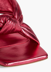 Stuart Weitzman - Playa knotted textured-leather sandals - Pink - EU 38.5