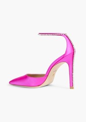 Stuart Weitzman - Stuart Glam 100 crystal-embellished satin pumps - Pink - EU 37