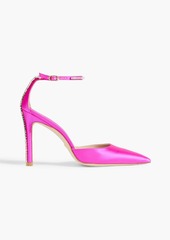 Stuart Weitzman - Stuart Glam 100 crystal-embellished satin pumps - Pink - EU 38