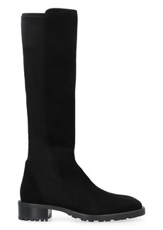 STUART WEITZMAN 5050 LEATHER AND STRETCH FABRIC BOOTS