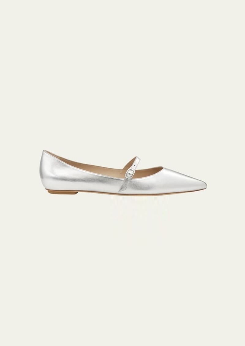 Stuart Weitzman Emilia Metallic Mary Jane Ballerina Flats