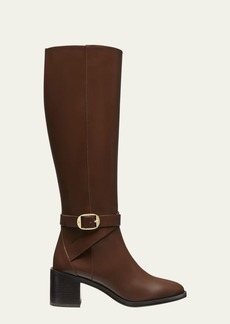 Stuart Weitzman Esme Leather Buckle Knee Boots