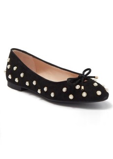 Stuart Weitzman Gabby Synthetic Pearl Flat in Black at Nordstrom