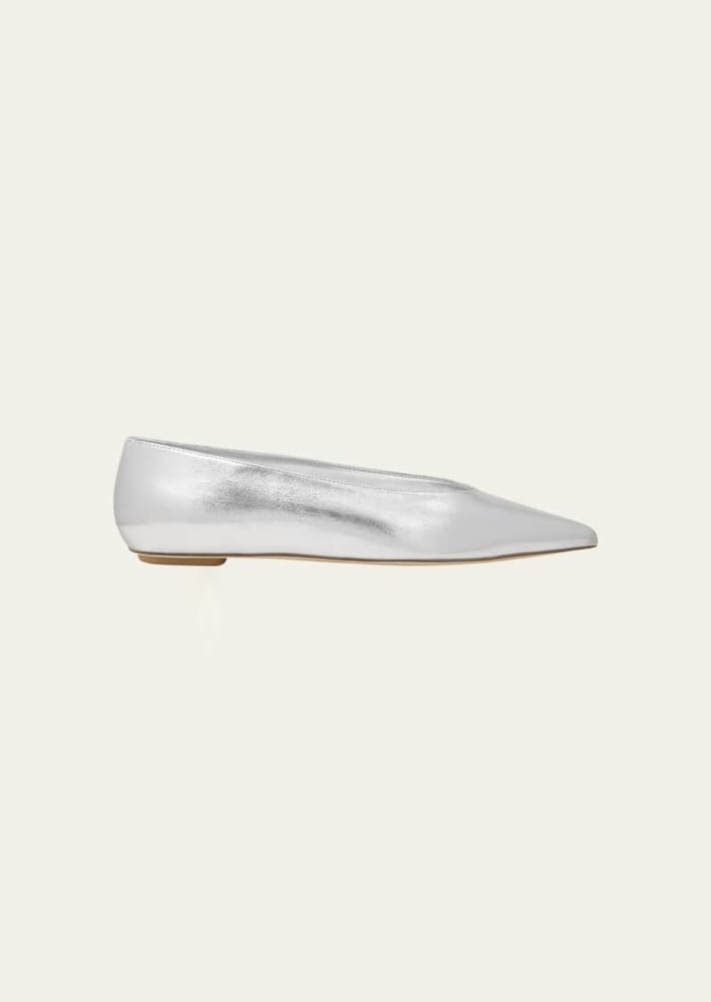 Stuart Weitzman Lina Metallic Point-Toe Ballerina Flats