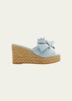 Stuart Weitzman Loveknot Denim Wedge Espadrilles