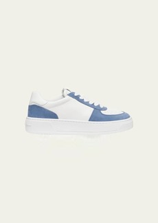 Stuart Weitzman Mixed Leather Courtside Low-Top Sneakers