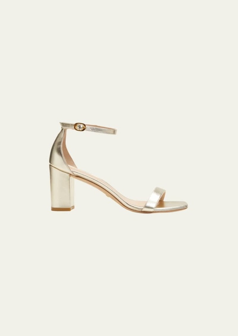 Stuart Weitzman Nudistcurve Metallic Ankle-Strap Sandals