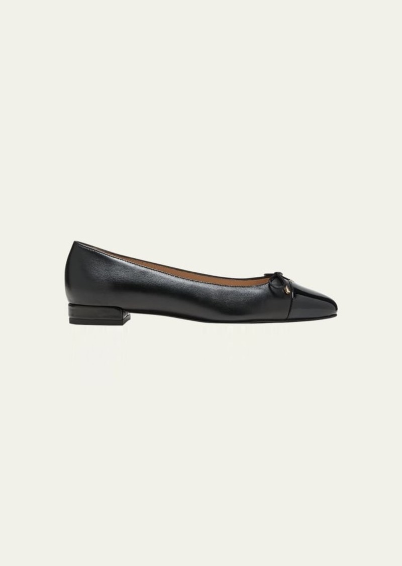 Stuart Weitzman Sleek Mixed Leather Ballerina Flats