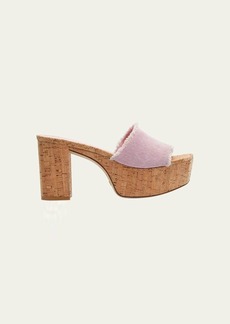 Stuart Weitzman Square High Denim Platform Sandals