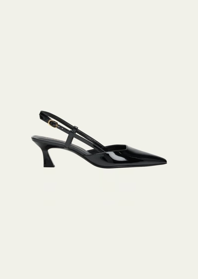 Stuart Weitzman Vinnie Patent Kitten Slingback Pumps