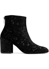 Stuart Weitzman Woman Embossed Velvet Ankle Boots Black