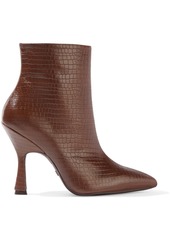 Stuart Weitzman Woman Melena Croc-effect Leather Ankle Boots Brown