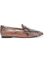 Stuart Weitzman Woman Payson Snake-effect Leather Loafers Camel