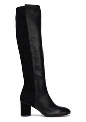 Stuart Weitzman Woman Suede-paneled Stretch-leather Knee Boots Black