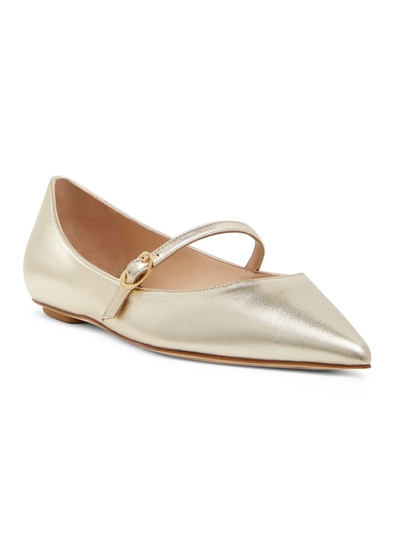 Stuart Weitzman Women's Emilia Pointed Toe Mary Jane Flats